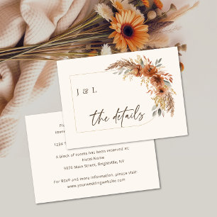 Boho Terracotta Rust Fall Floral Wedding QR Code Enclosure Card