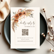 Boho Terracotta Rust Fall Floral Wedding QR Code