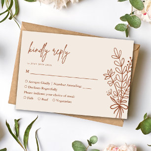 Boho Terracotta Rustic Kindly Reply Wedding RSVP Card