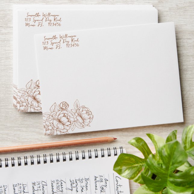 Boho Terracotta Rustic Minimalist Floral Wedding Envelope (Stacked)