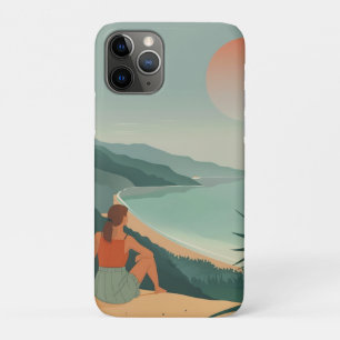 Boho Terracotta Sage Coastal Bay Sunset Landscape Case-Mate iPhone Case