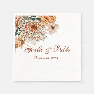 Boho Terracotta Sage Fall Floral Wedding Napkin