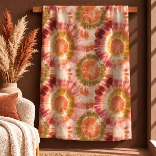 Boho Terracotta Sage Green Tie Dye Throw Blanket