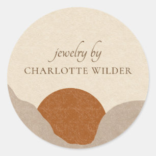 Boho Terracotta Sand Abstract Handmade Jewellery Classic Round Sticker