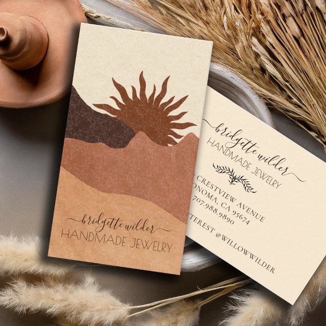 Boho Terracotta Sand Sun Handmade Jewellery Business Card (Creator Uploaded)