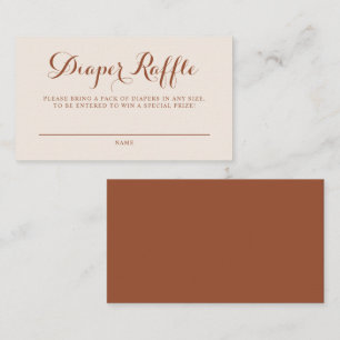 Boho Terracotta Script Baby Shower Diaper Raffle Enclosure Card