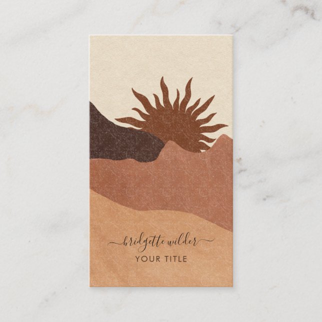 Boho Terracotta Sun Mountains Business Card (Front)