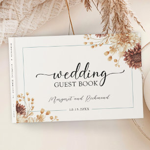 Boho Terracotta Vintage Floral Wedding Guest Book