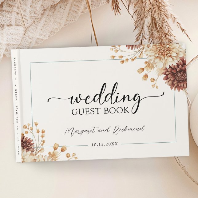 Boho Terracotta Vintage Floral Wedding Guest Book (Creator Uploaded)