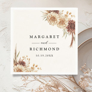 Boho Terracotta Vintage Floral Wedding Napkin