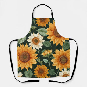 Boho Terracotta Vintage Sunflower Pattern Apron