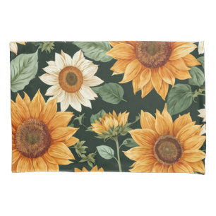 Boho Terracotta Vintage Sunflower Pattern Pillowcase