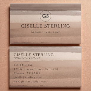 Boho Terracotta Watercolor Abstract Monogram Business Card