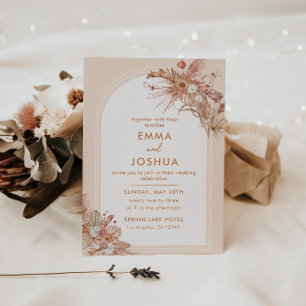 Boho Terracotta Watercolor Floral Wedding Invitation