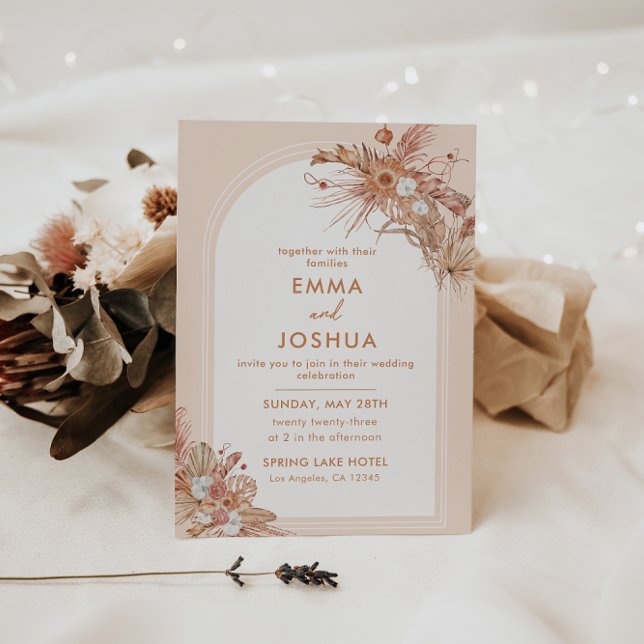 Boho Terracotta Watercolor Floral Wedding Invitation (Creator Uploaded)