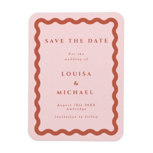 Boho Terracotta Wavy Frame Wedding Save the Date Magnet