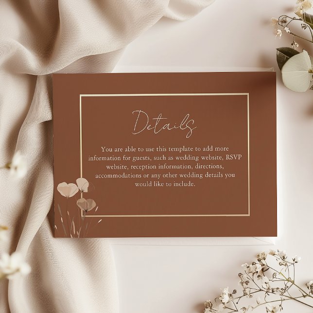 Boho Terracotta Wedding Details Enclosure Card (Creator Uploaded)