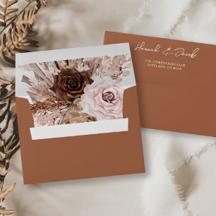 Boho Terracotta Wedding Invitation Return Address Envelope