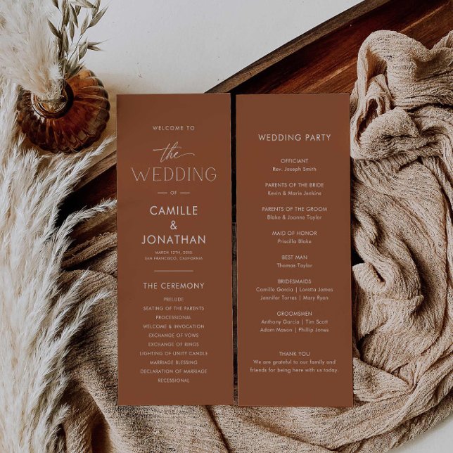 Boho Terracotta Wedding Program Programme (Boho Terracotta Wedding Program)