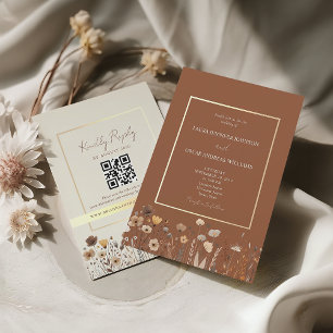 Boho Terracotta Wedding QR Code Invitation
