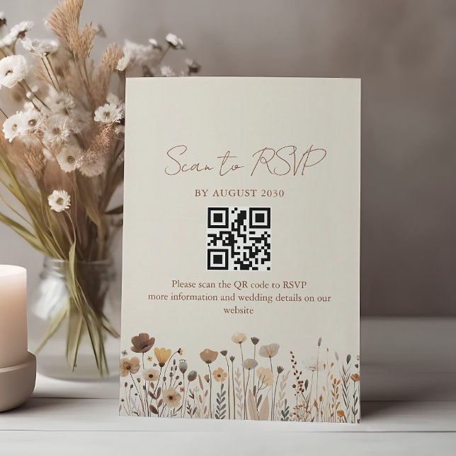 Boho Terracotta Wedding QR Code RSVP Card (Creator Uploaded)