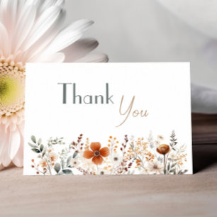 Boho Terracotta Wildflower Baby Shower Thank You Card