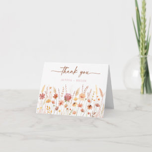 Boho Terracotta Wildflower Bridal Shower Thank You Card