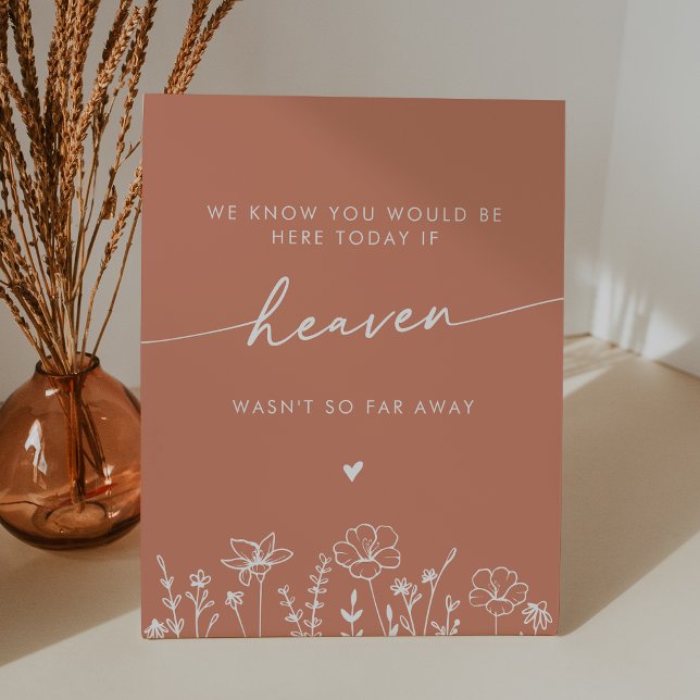 Boho Terracotta Wildflower Heaven Wedding Memorial Pedestal Sign (Creator Uploaded)