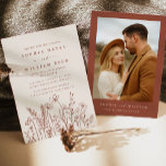Boho Terracotta Wildflower Photo Wedding Invitation<br><div class="desc">Celebrate your love story with a "Boho Terracotta Wildflower Photo Wedding Invitation." Featuring a beautiful blend of terracotta and earthy tones, this invitation showcases soft wildflowers that complement a favourite photo of the couple. The boho design elements, including delicate florals and modern typography, evoke a relaxed yet elegant vibe. Perfect...</div>
