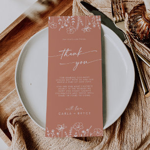 Boho Terracotta Wildflower Thank You Place Card