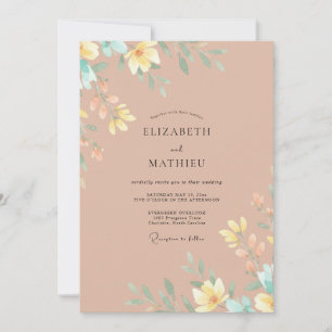 Boho Terracotta Wildflower Wedding Invitation