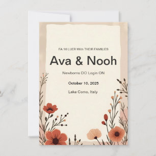 Boho Terracotta Wildflower Wedding Invitation 