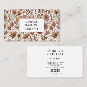 Boho Terracotta Wildflowers Floral Pattern Business Card
