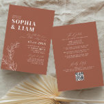 Boho  Terracotta With RSVP QR Code Wedding Invitation<br><div class="desc">A minimalist wedding invitation in terracotta with white typography for the ultimate boho chic look, includes template spaces on the back to add details and RSVP QR Code If you need any matching designs that are not in the collection or need any help, please let me know (Maria). Happy to...</div>
