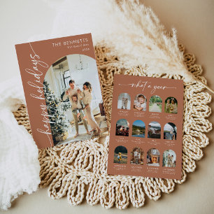 Boho Terracotta Year In Review What A Year Photo Holiday Card