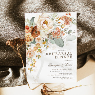 Boho Terracotta Yellow Floral Rehearsal Dinner Invitation