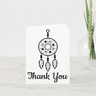 Boho Thank You Dream Catcher Native American Black Card