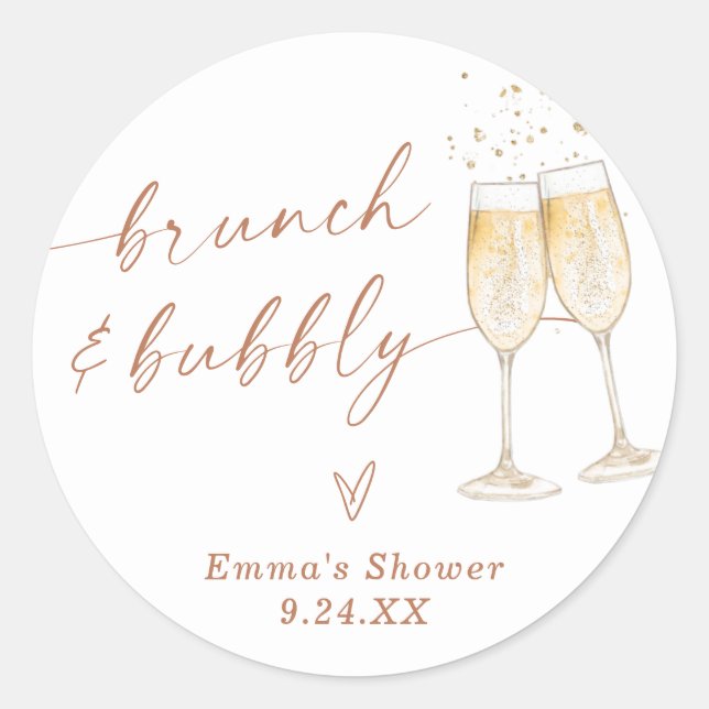 Boho Thank You Favour Sticker | Brunch & Bubbly (Front)
