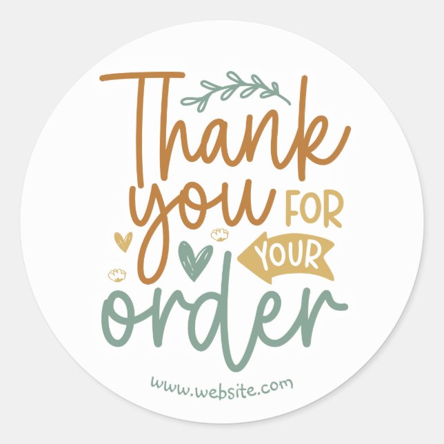 Boho Thank You for your Order Classic Round Sticker (Front)