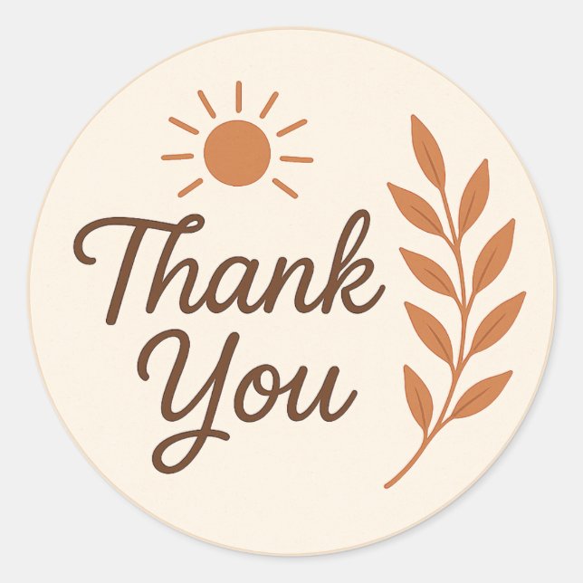 Boho Thank You Sticker – Earthy Aesthetic (Front)