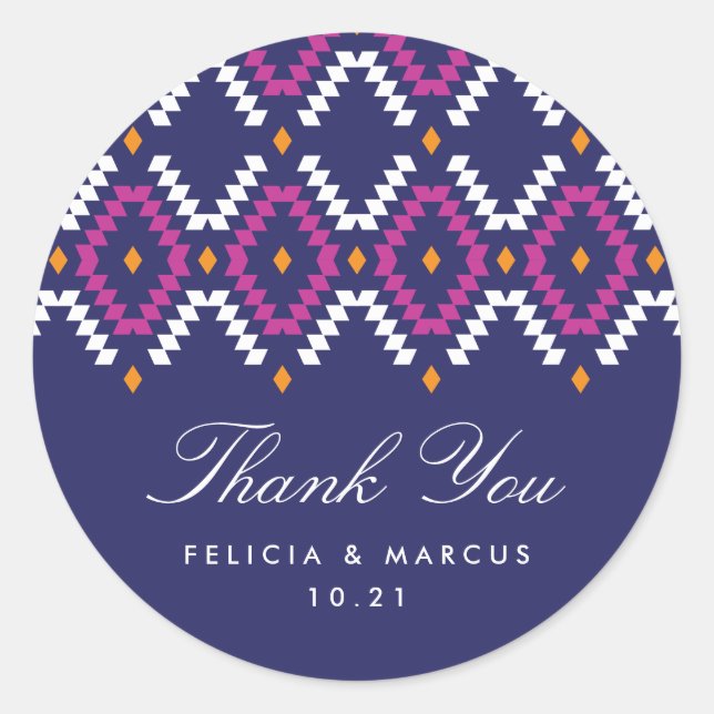 Boho Thank You sticker, Thank you label, favour Classic Round Sticker (Front)