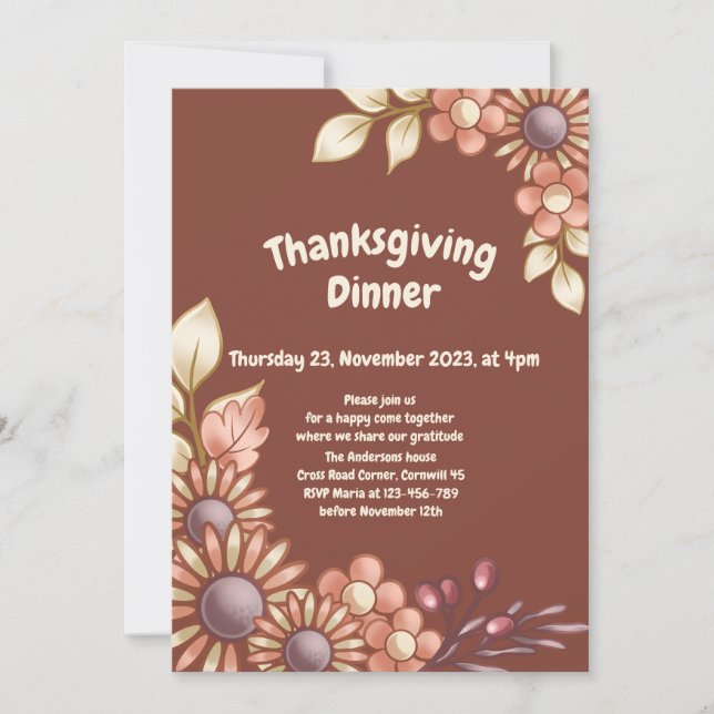 Boho Thanksgiving Dinner Invitation (Front)