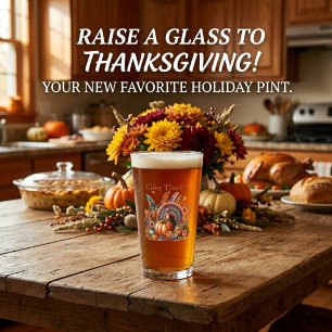 Boho Thanksgiving Turkey Autumn Floral  Glass