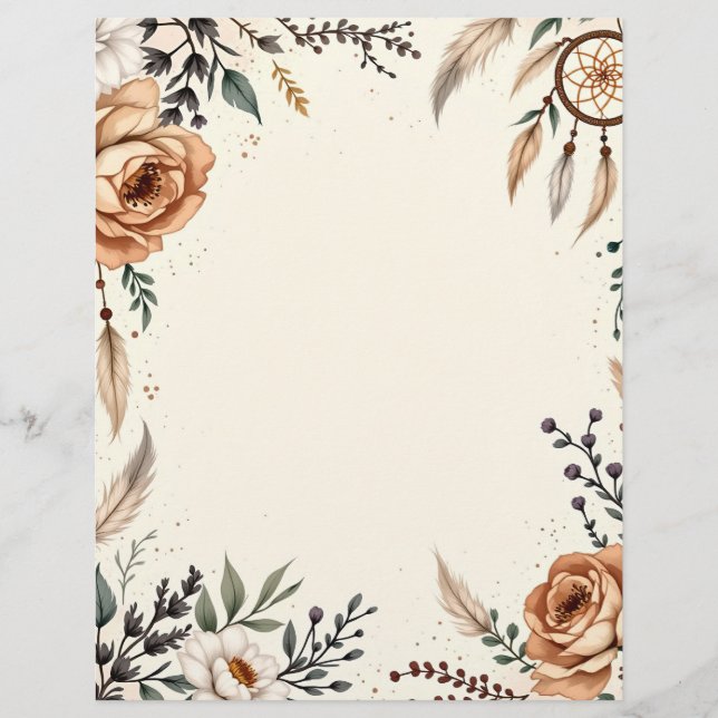 Boho Theme with Dreamcatcher Custom Letterhead (Front)