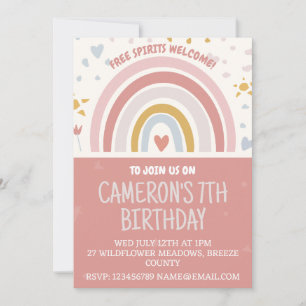 Boho Themed Kids Birthday Invitation