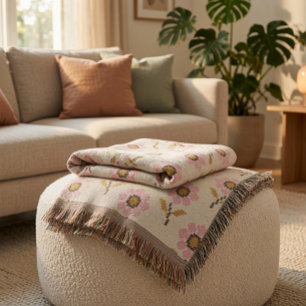 Boho Throw Blanket with Ukrainian Folk Pattern