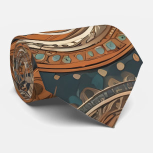 Boho Tie Blue Brown Combo Eclectic Style Necktie