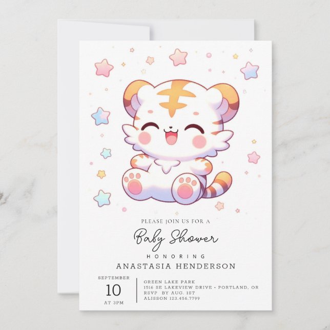 Boho Tiger Baby Shower Invitation (Front)
