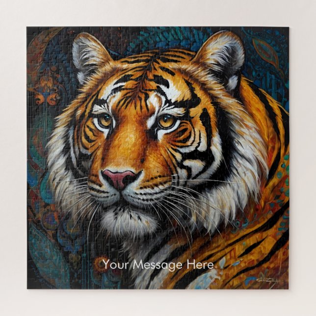 Boho Tiger Puzzle – Vibrant Jungle Wildlife Art (Vertical)
