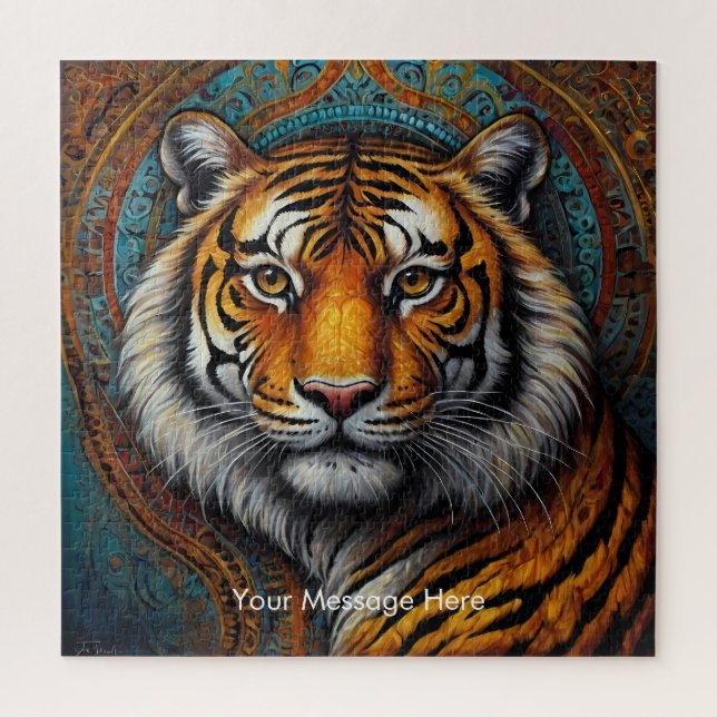 Boho Tiger Puzzle – Vibrant Jungle Wildlife Art (Vertical)